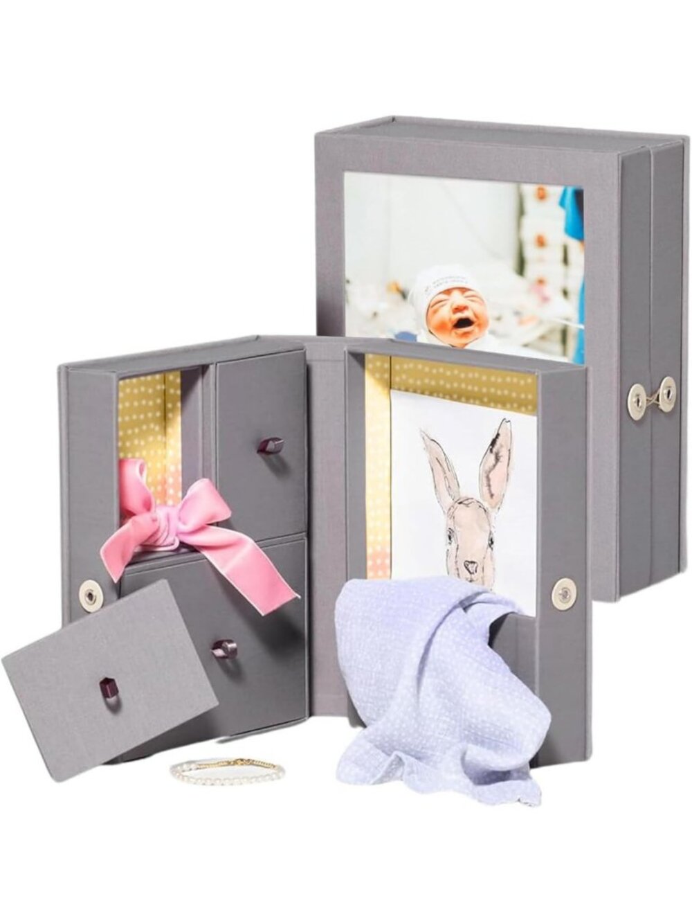 Adorable Baby Keepsake Box & Fabric Photo Frame for Newborn Memories & Gifts